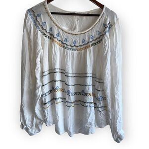 Girl Soul White Embroidered Long Sleeve Blouse